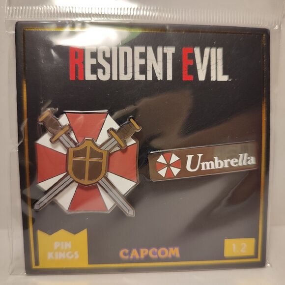 Resident Evil Umbrella Corporation Enamel Pins Set Of 2 Official Capcom Badges - Picture 1 of 2